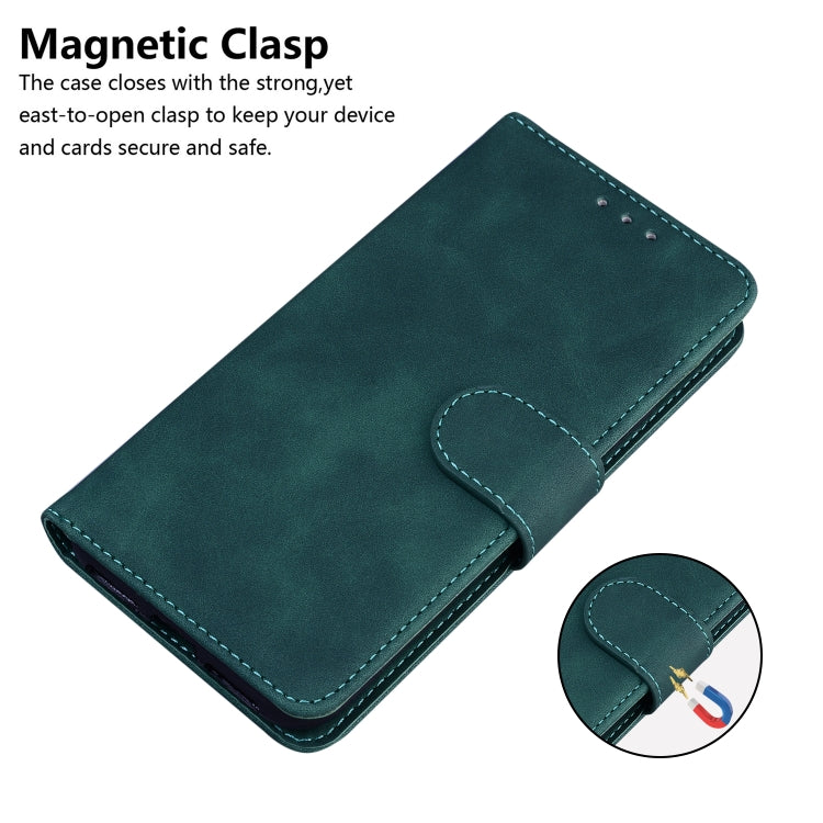 For Samsung Galaxy A20 / A30 Skin Feel Pure Color Flip Leather Phone Case(Green)