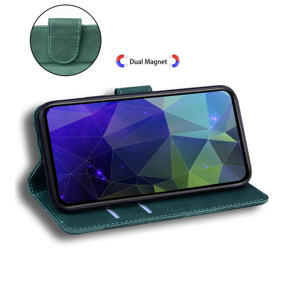 For Samsung Galaxy A20 / A30 Skin Feel Pure Color Flip Leather Phone Case(Green)