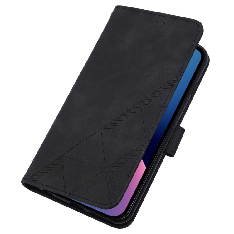 For iPhone 13 Pro Max Crossbody 3D Embossed Flip Leather Phone Case (Black)