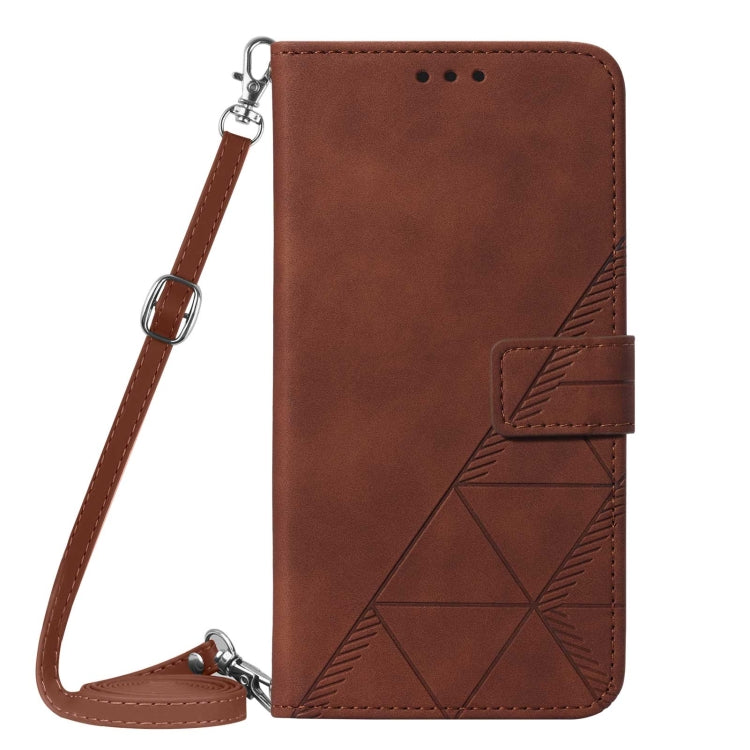 For Samsung Galaxy A72 4G / 5G Crossbody 3D Embossed Flip Leather Phone Case(Brown)