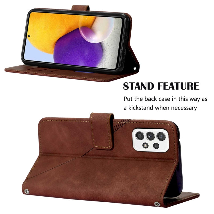 For Samsung Galaxy A72 4G / 5G Crossbody 3D Embossed Flip Leather Phone Case(Brown)