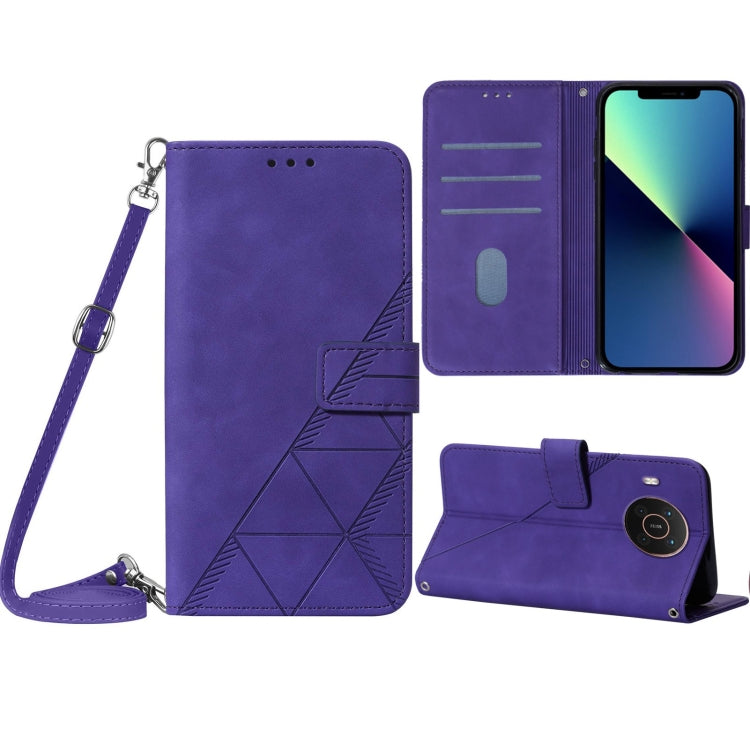 For Nokia X20 / X10 Crossbody 3D Embossed Flip Leather Phone Case(Purple)