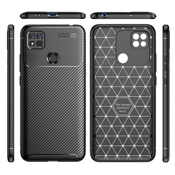 For Xiaomi Redmi 10A Carbon Fiber Texture Shockproof TPU Phone Case(Black)