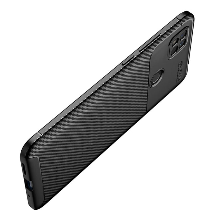 For Xiaomi Redmi 10A Carbon Fiber Texture Shockproof TPU Phone Case(Black)