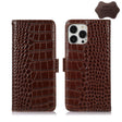 For iPhone 13 Pro Crocodile Top Layer Cowhide Leather Phone Case (Brown) - free shipping - PMC TechLife - Order now!