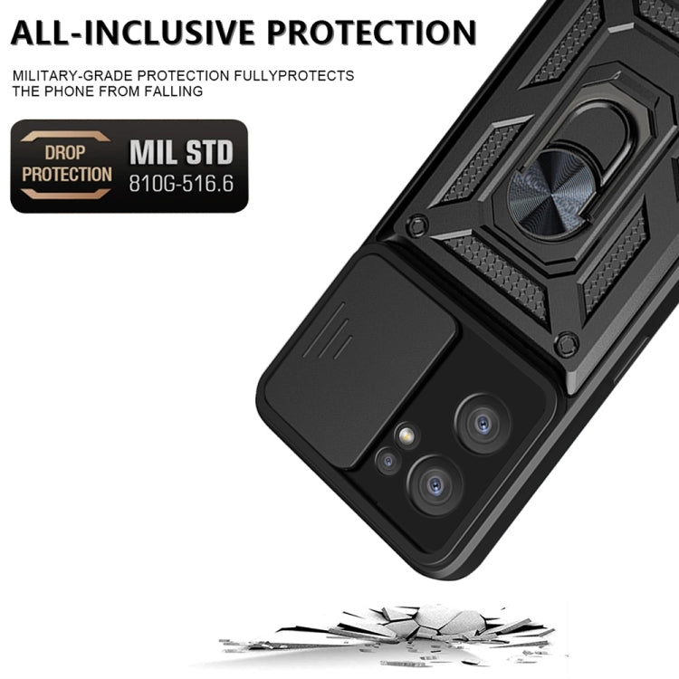 For OPPO Reno7 5G Global / Find X5 Lite Sliding Camera Cover Design TPU+PC Phone Case(Black)