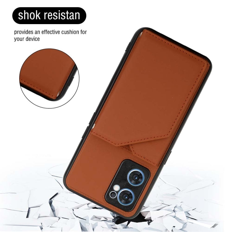 For OPPO Reno7 5G Skin Feel PU + TPU + PC Phone Case(Brown)
