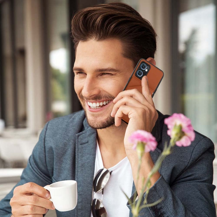 For OPPO Reno7 5G Skin Feel PU + TPU + PC Phone Case(Brown)