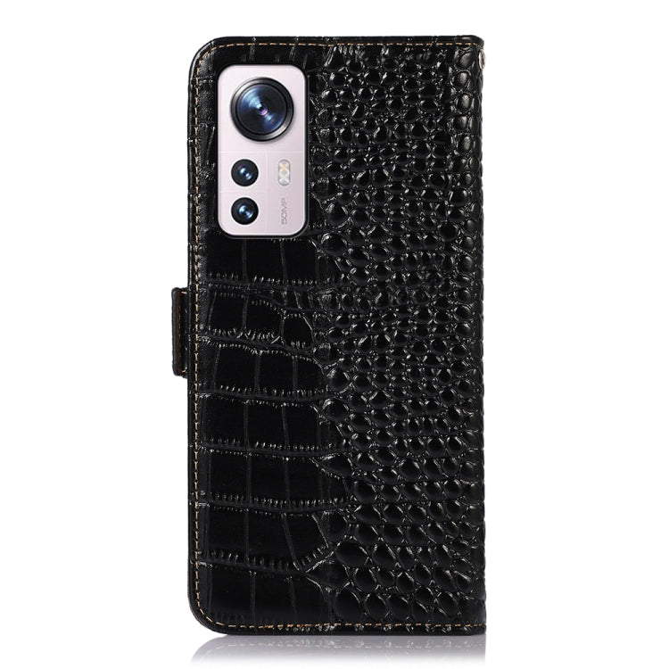 For Xiaomi 12 Pro Crocodile Top Layer Cowhide Leather Phone Case(Black)