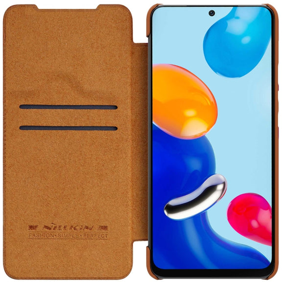 For Xiaomi Redmi Note 11 Global NILLKIN QIN Series Crazy Horse Texture Leather Case(Brown)