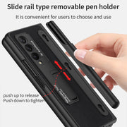 For Samsung Galaxy Z Fold3 5G GKK Ultra-thin Shockproof Leather Protective Case with Holder & Pen Slots(Black)