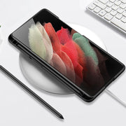 For Samsung Galaxy S21 Ultra 5G GKK Ultra-thin Shockproof Phone Case with Holder & Pen Slots & Stylus Pen(Black)