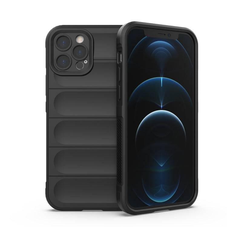 For iPhone 12 Pro Magic Shield TPU + Flannel Phone Case(Black)