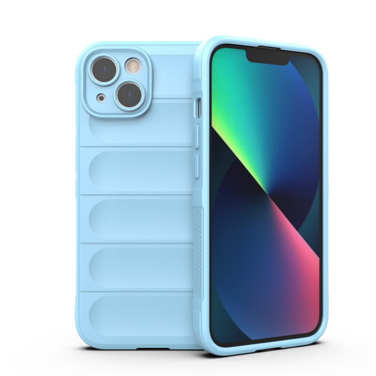 For iPhone 13 Magic Shield TPU + Flannel Phone Case(Light Blue)