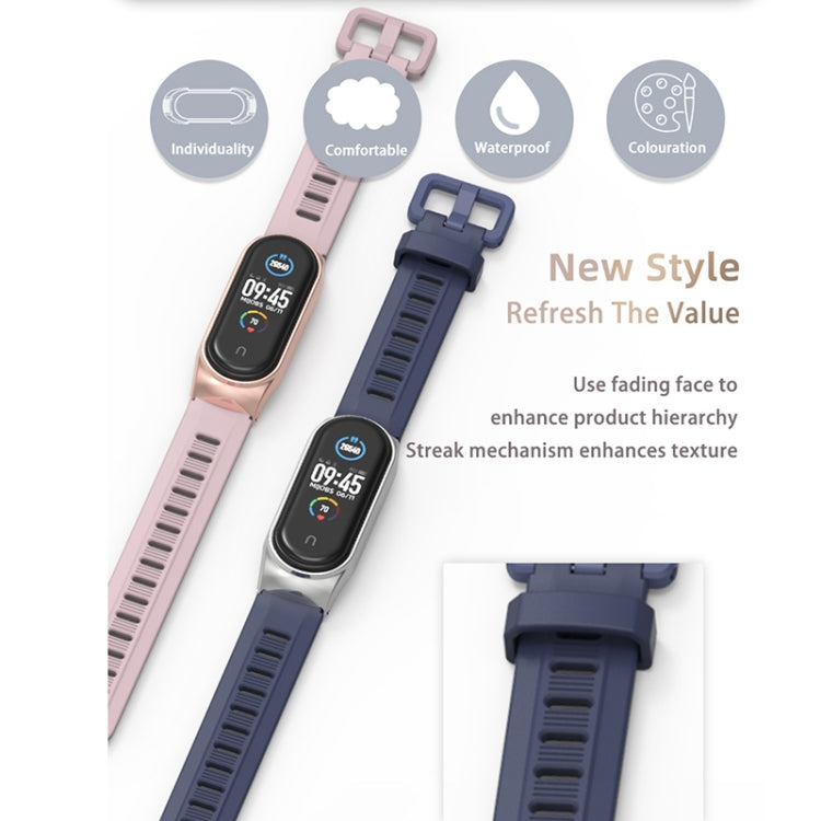 For Xiaomi Mi Band 6 / 5 / 4 / 3 Mijobs Flat Hole Silicone Watch Band, Style:CS Case(Orange+Black)