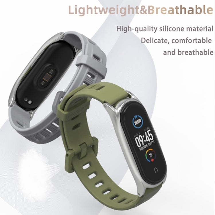 For Xiaomi Mi Band 6 / 5 / 4 / 3 Mijobs Flat Hole Silicone Watch Band, Style:CS Case(Orange+Black)