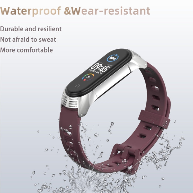 For Xiaomi Mi Band 6 / 5 / 4 / 3 Mijobs Flat Hole Silicone Watch Band, Style:CS Case(Orange+Black)