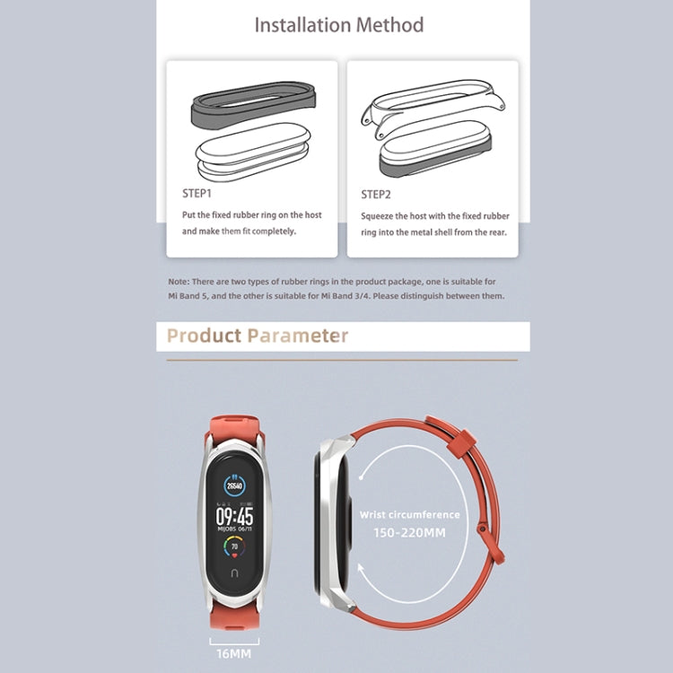 For Xiaomi Mi Band 6 / 5 / 4 / 3 Mijobs Flat Hole Silicone Watch Band, Style:CS Case(Orange+Black)
