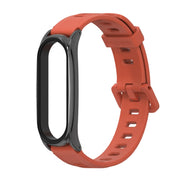 For Xiaomi Mi Band 6 / 5 / 4 / 3 Mijobs Flat Hole Silicone Watch Band, Style:Plus Case(Orange+Black) - Watch Bands by MIJOBS