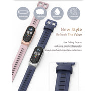 For Xiaomi Mi Band 6 / 5 / 4 / 3 Mijobs Flat Hole Silicone Watch Band, Style:Plus Case(Orange+Gold) - Watch Bands by MIJOBS