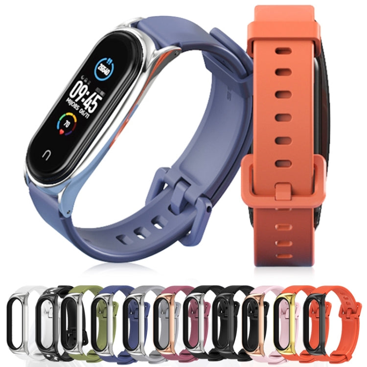 For Xiaomi Mi Band 3/4/5/6 Mijobs CS Silicone Water-resistant Watch Band(Army Green+Silver)