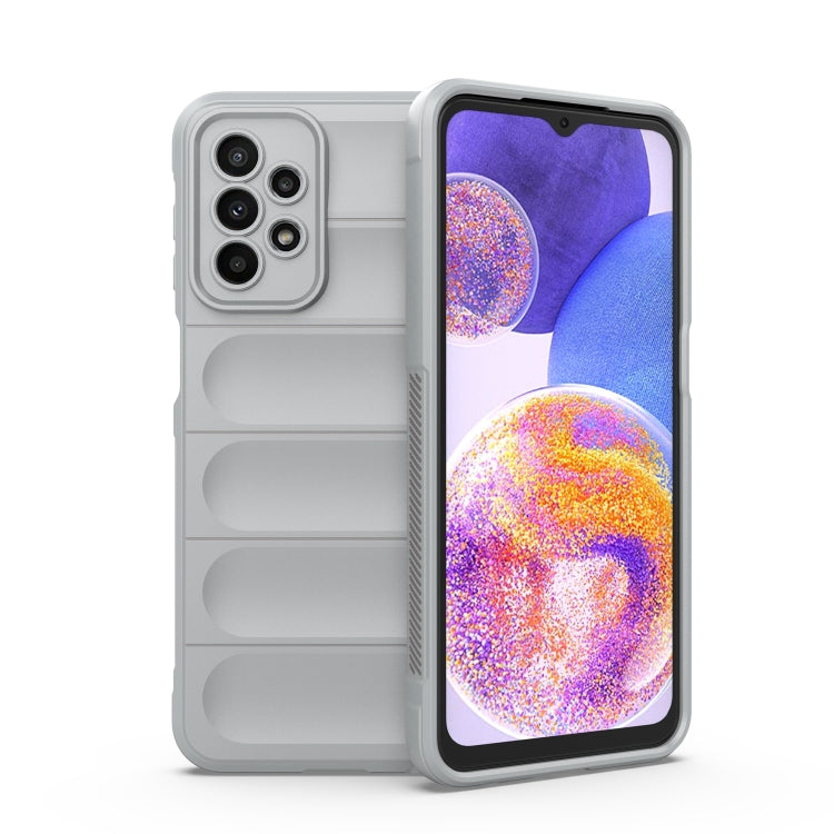 For Samsung Galaxy A23 Magic Shield TPU + Flannel Phone Case(Grey)