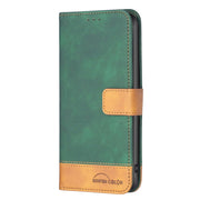 For Samsung Galaxy A12 BF11 Color Matching Skin Feel Leather Phone Case(Green)