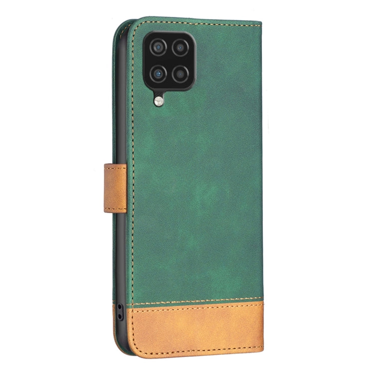 For Samsung Galaxy A12 BF11 Color Matching Skin Feel Leather Phone Case(Green)