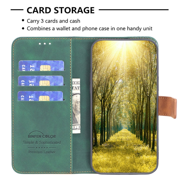 For Samsung Galaxy A12 BF11 Color Matching Skin Feel Leather Phone Case(Green)