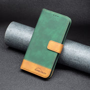 For Samsung Galaxy A12 BF11 Color Matching Skin Feel Leather Phone Case(Green)