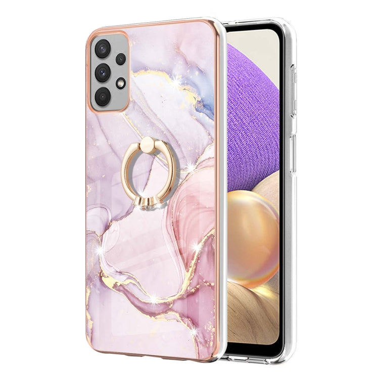 For Samsung Galaxy A23 5G / 4G Electroplating Marble Pattern TPU Phone Case with Ring(Rose Gold 005)