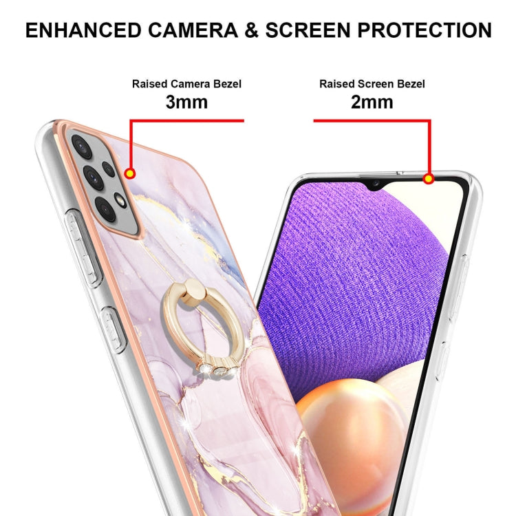 For Samsung Galaxy A23 5G / 4G Electroplating Marble Pattern TPU Phone Case with Ring(Rose Gold 005)