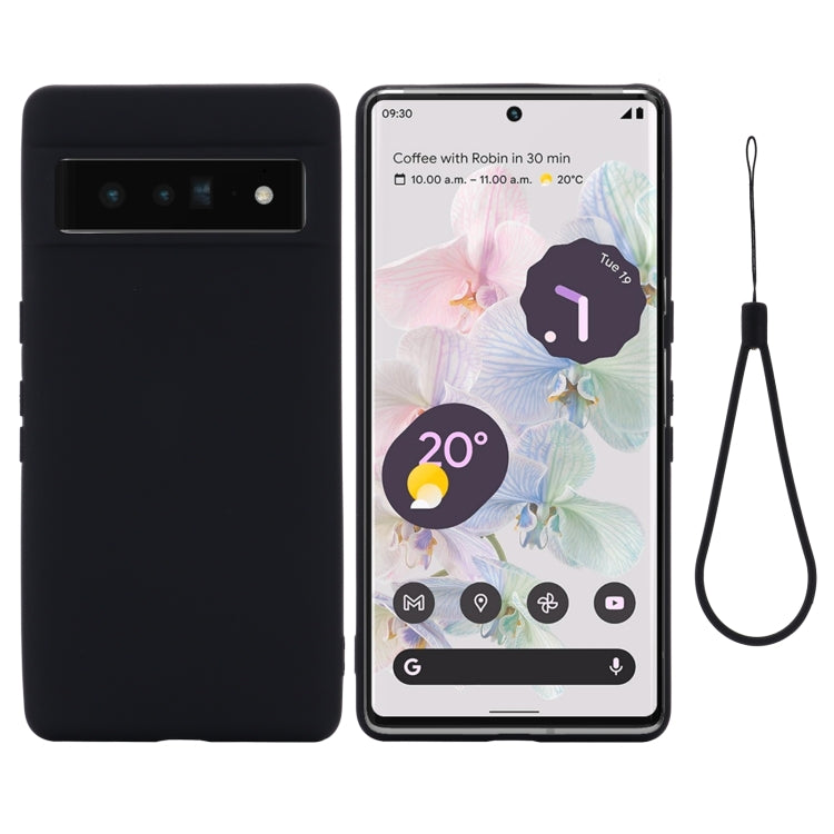 For Google Pixel 7 Pro Pure Color Liquid Silicone Shockproof Phone Case(Black)