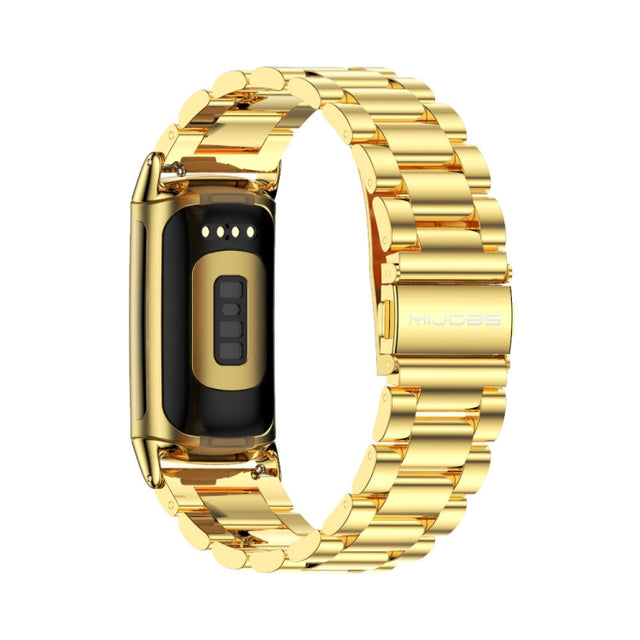 For Fitbit Charge5 Mijobs Stainless Steel Metal Watch Band(Gold) - Watch Bands by MIJOBS