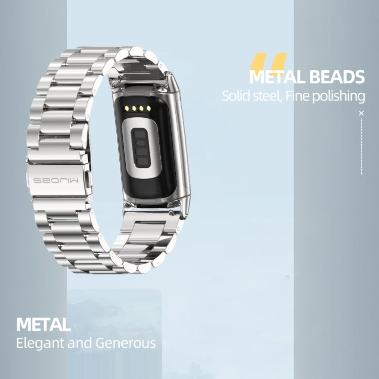 For Fitbit Charge5 Mijobs Stainless Steel Metal Watch Band(Silver) - Watch Bands by MIJOBS