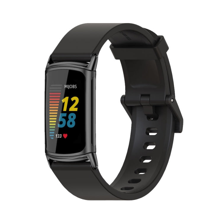 For Fitbit Charge 5 Mijobs Soft Silicone  Watch Band(Black) - Watch Bands by MIJOBS