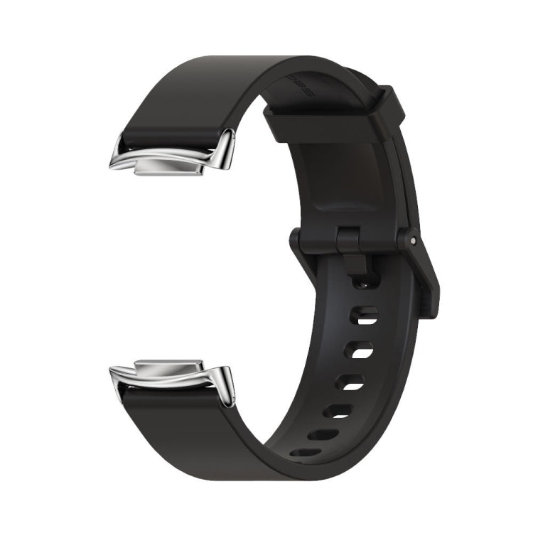 For Fitbit Charge 5 / Charge 6 Mijobs Soft Silicone  Watch Band(Blue+Silver)
