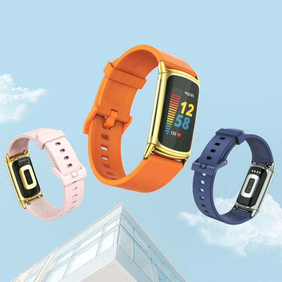 For Fitbit Charge 5 Mijobs Soft Silicone  Watch Band(Pink+Gold) - Watch Bands by MIJOBS