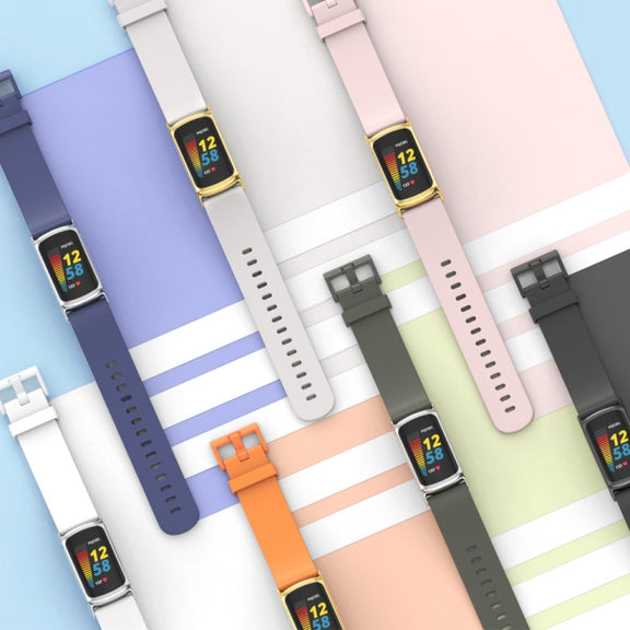 For Fitbit Charge 5 Mijobs Soft Silicone  Watch Band(Pink+Gold) - Watch Bands by MIJOBS