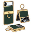 For Samsung Galaxy Z Flip3 5G GKK Integrated Plating + Leather Flip Phone Case(Forest Green) - free shipping - PMC TechLife - Order now!