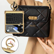 For Samsung Galaxy Z Flip3 5G GKK Integrated Plating + Leather Flip Phone Case(Python Texture)