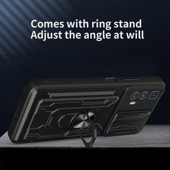 For Motorola Edge 20 Pro Sliding Camshield TPU+PC Phone Case with Card Slot(Black)