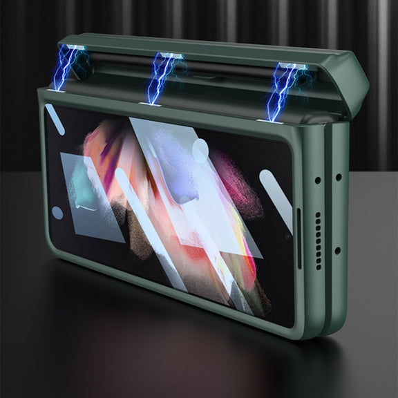 For Samsung Galaxy Z Fold3 5G GKK Integrated Magnetic Full Coverage Phone Flip Case with Pen Box(Mist Gold)