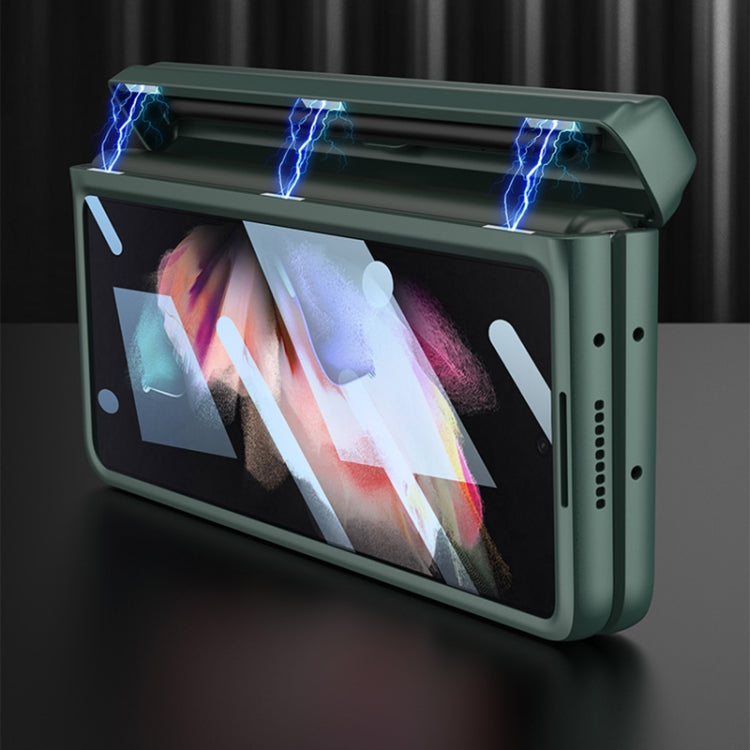 For Samsung Galaxy Z Fold3 5G GKK Integrated Magnetic Full Coverage Phone Flip Case with Pen Box(Mist Gold)