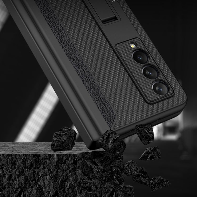 For Samsung Galaxy Z Fold3 5G GKK Magnetic Hinge Plain Leather Phone Flip Case with Pen Box(Silver)