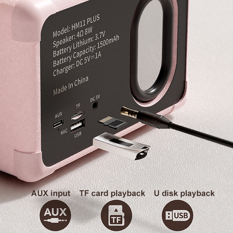 HM11 PLUS Portable HIFI Mini Retro Wireless Bluetooth Speaker(Pink)