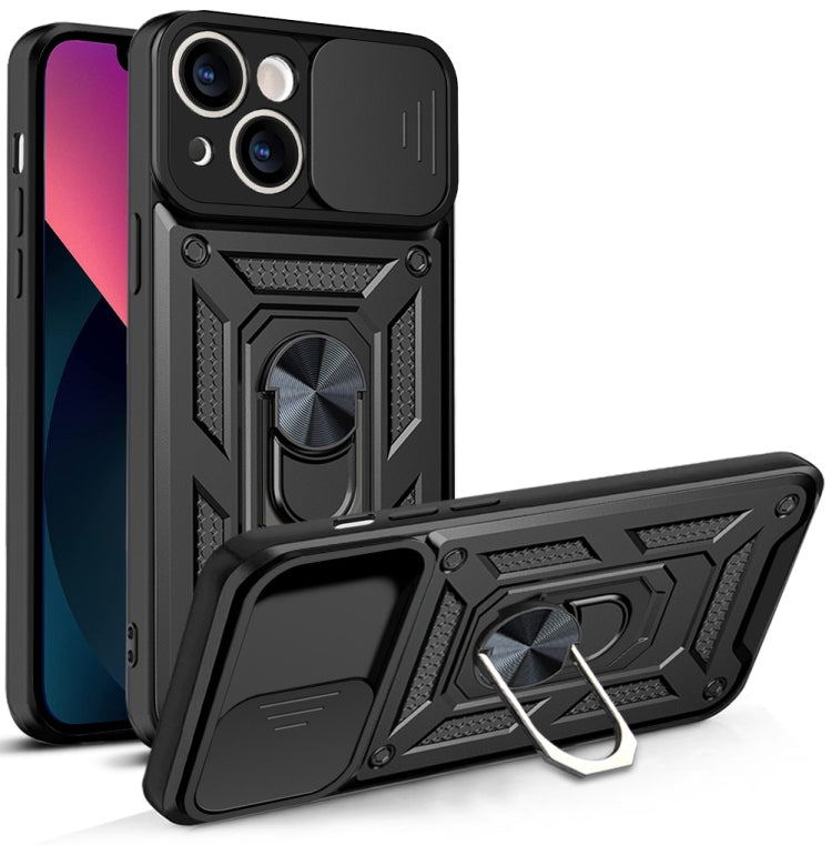 For iPhone 14 Sliding Camera Cover Design TPU+PC Phone Case (Black)