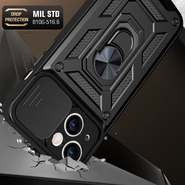 For iPhone 14 Sliding Camera Cover Design TPU+PC Phone Case (Black)