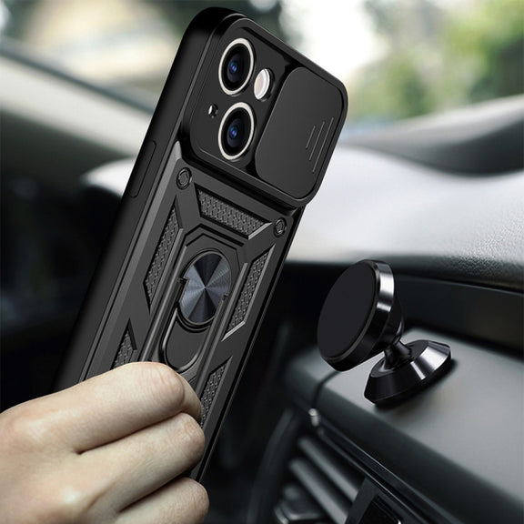 For iPhone 14 Sliding Camera Cover Design TPU+PC Phone Case (Black)