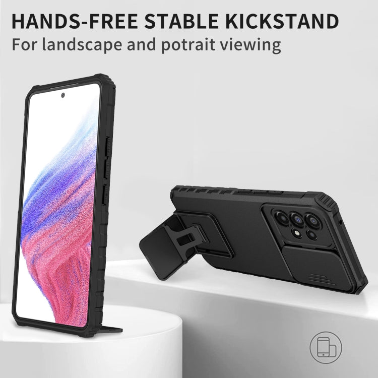 For Samsung Galaxy A53 5G Stereoscopic Holder Sliding Camshield Phone Case(Black)